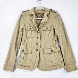 Banana Republic Jacket Womens 4 Beige Safari Military Button Front Utility
